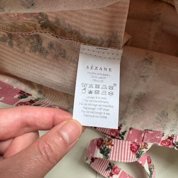 Sézane limited edition English roses pink cottagecore floral striped tote NWOT - Picture 4 of 5